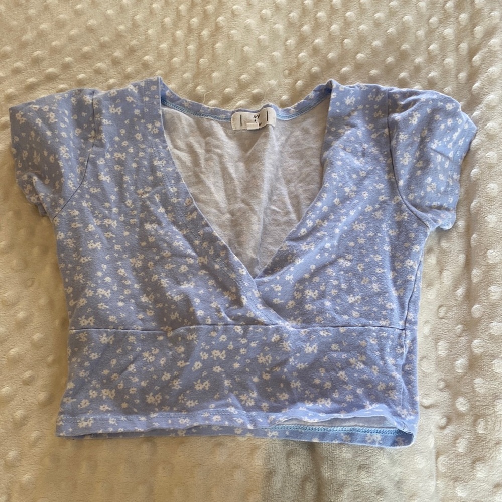 Baby blue crossover tee